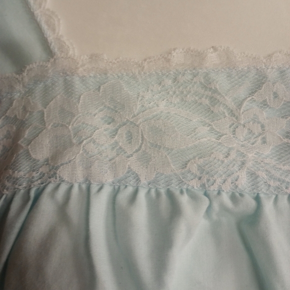Vintage Elsie of Miami Nightgown Blue Women's Size Large Lace Embroidered - Picture 3 of 12
